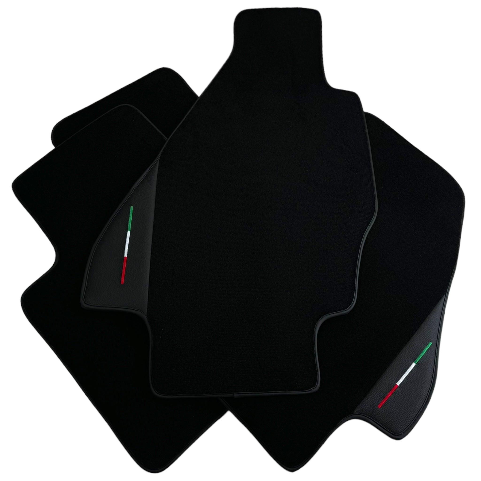 Black Floor Mats for Ferrari Dino 308 GT4 (1973-1979) with Leather | Italian Edition - AutoWin