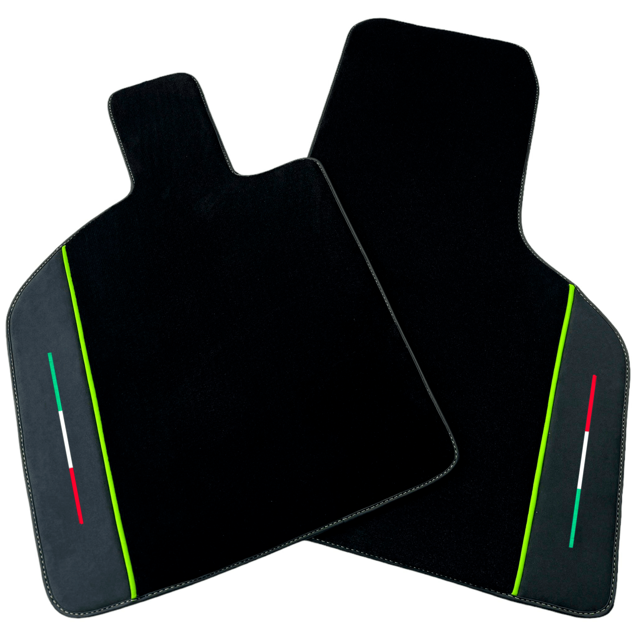 Black Floor Mats for Lamborghini Huracan Tecnica with Alcantara and Italian Flag | Green Edition