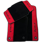 Black Floor Mats for Porsche 981 Cayman (2012–2016) with Red Alcantara Leather - AutoWin