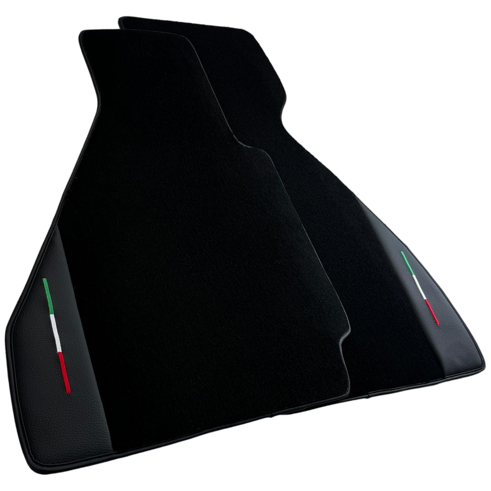 Black Floor Mats for Ferrari 328 GTB (1985-1989) with Leather Italian Edition - AutoWin