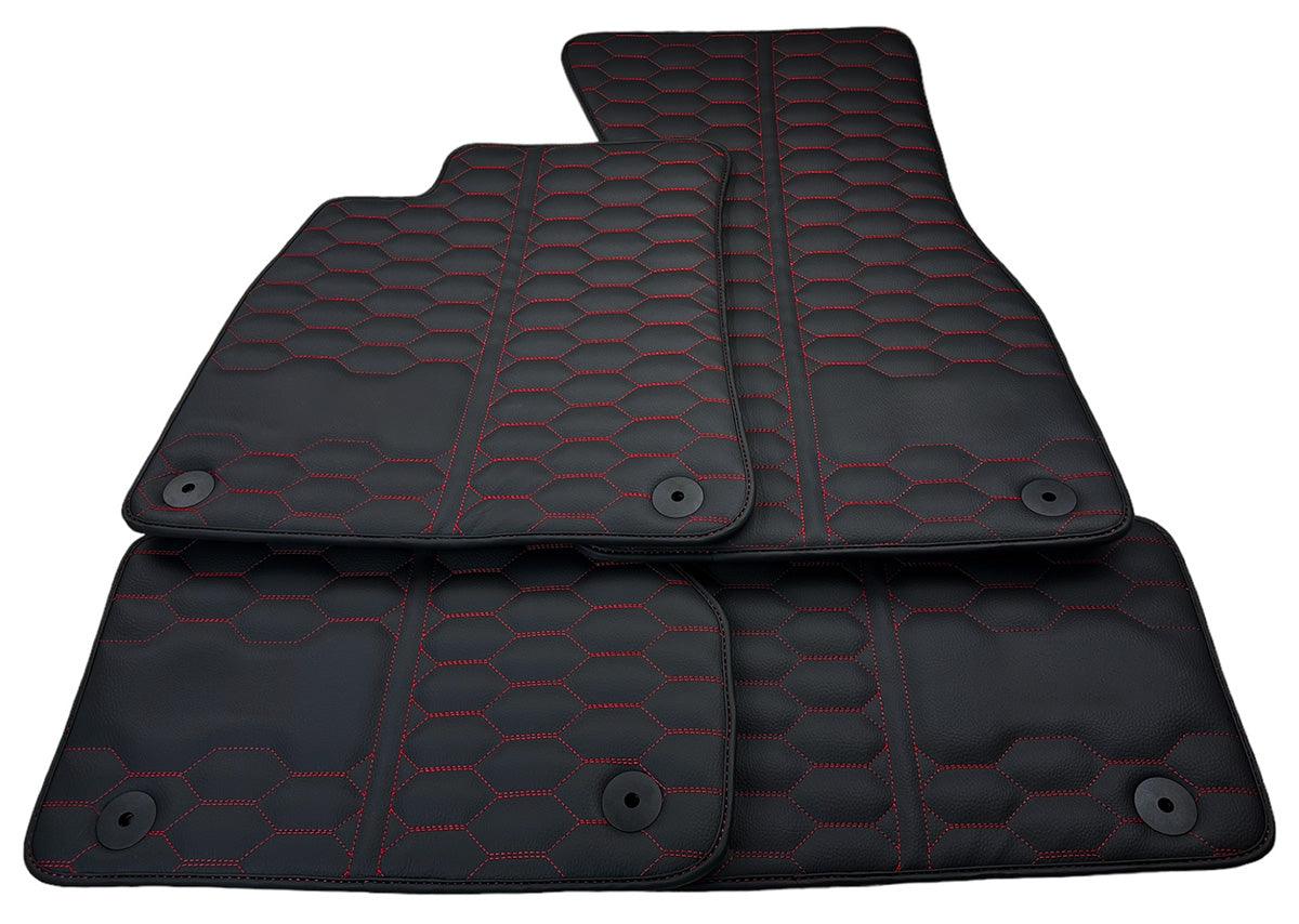 Custom Black Leather Floor Mats for Audi Q5 8R Hybrid (2008-2017) 