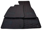 Custom Black Leather Red Stitching Floor Mats for Audi RS 4 B7 2-door Convertible (2006-2008)