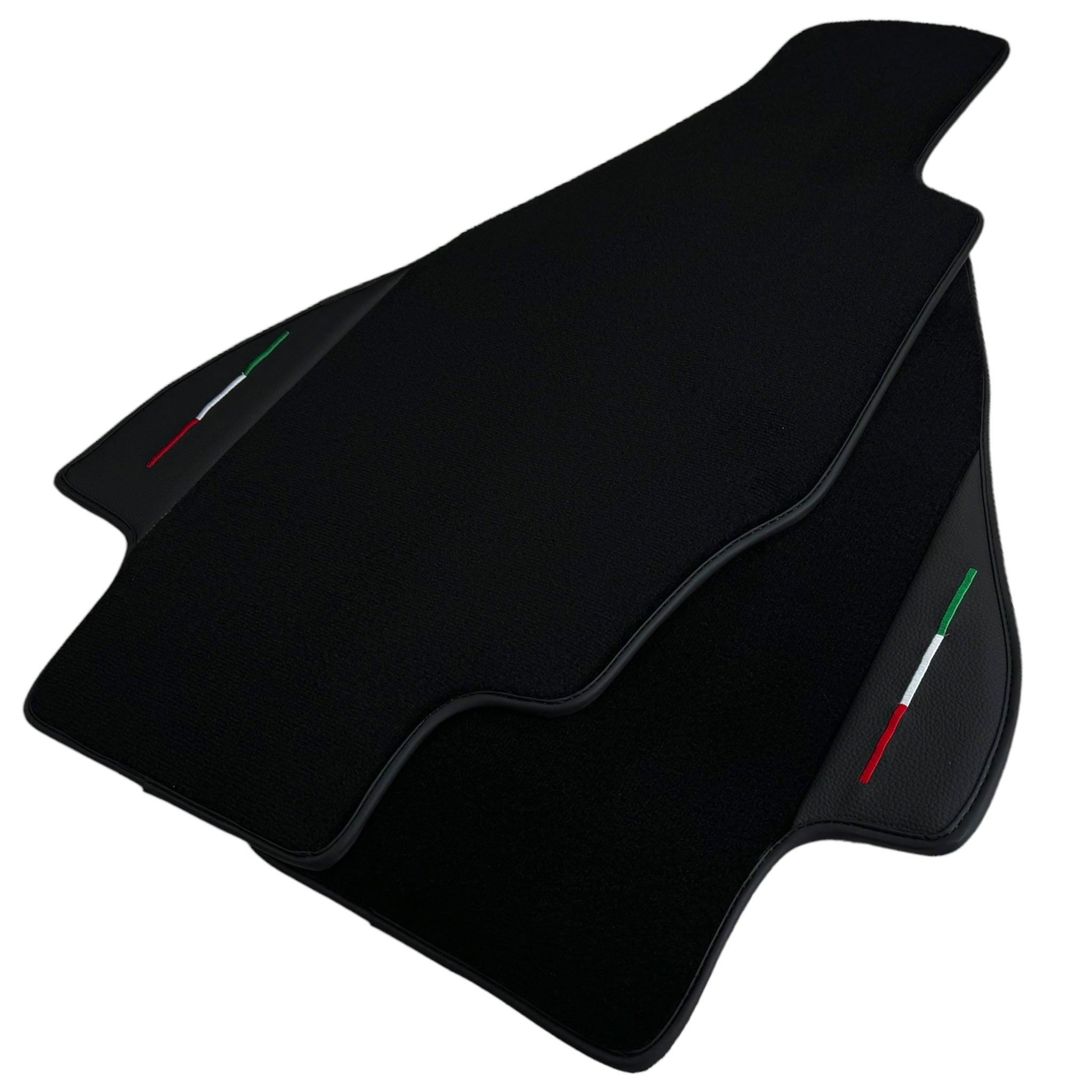 Black Floor Mats for Ferrari Dino 308 GT4 (1973-1979) with Leather | Italian Edition - AutoWin