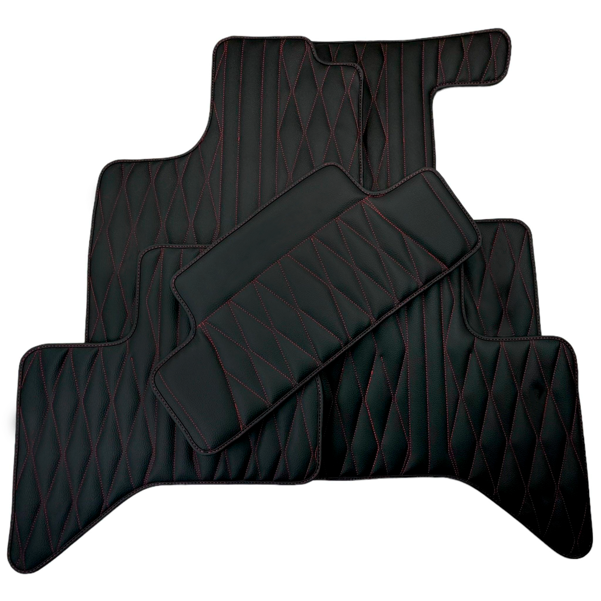 Leather Floor Mats for Lexus LX 600 (2022-2024) with Red Stitching