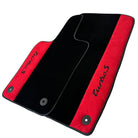 Black Floor Mats for Porsche 981 Cayman (2012–2016) with Red Alcantara Leather - AutoWin