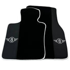 Black Floor Mats for Mini Cabrio R56 Convertible (2009-2016) with Leather | White Trim