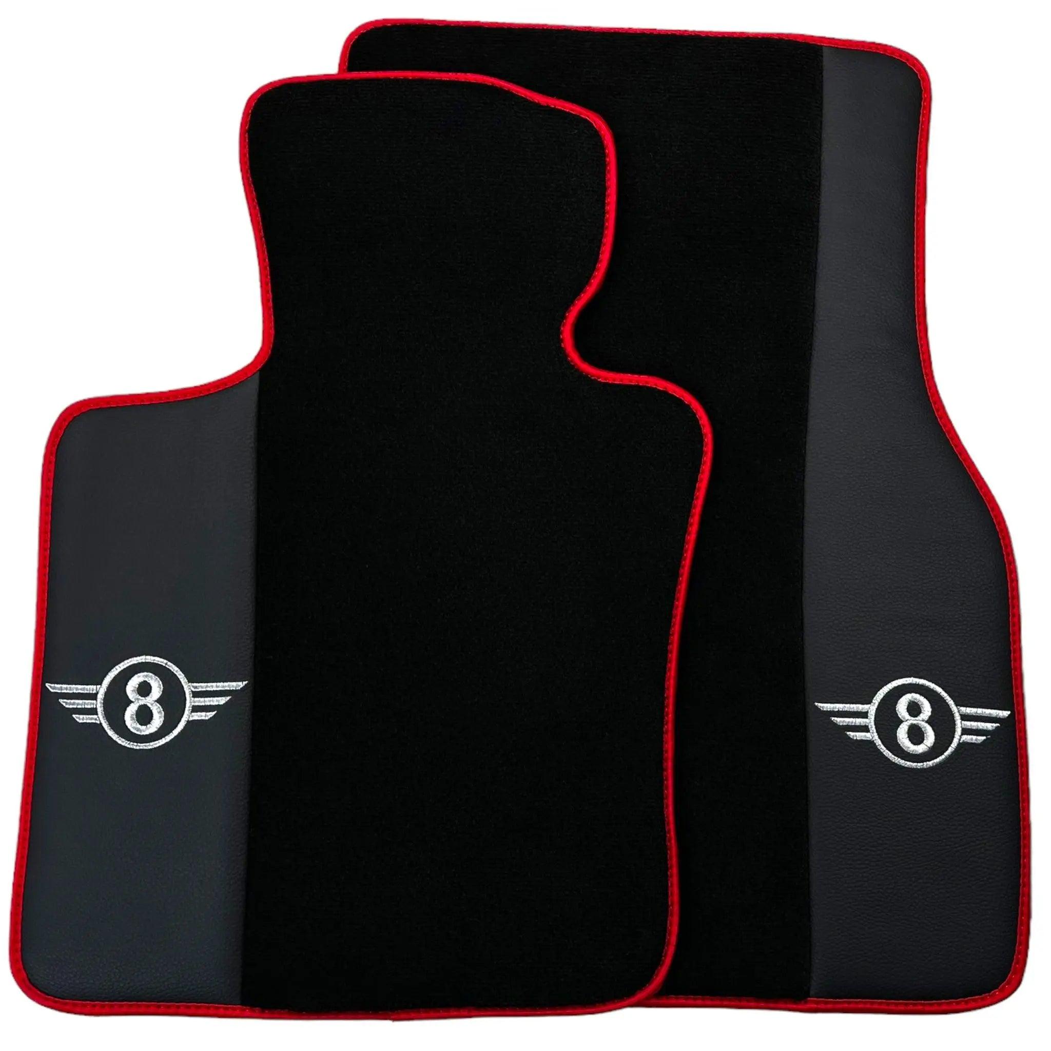 Black Floor Mats for Mini Countryman F60 Hybrid (2020-2023) With Leather | Red Trim - AutoWin