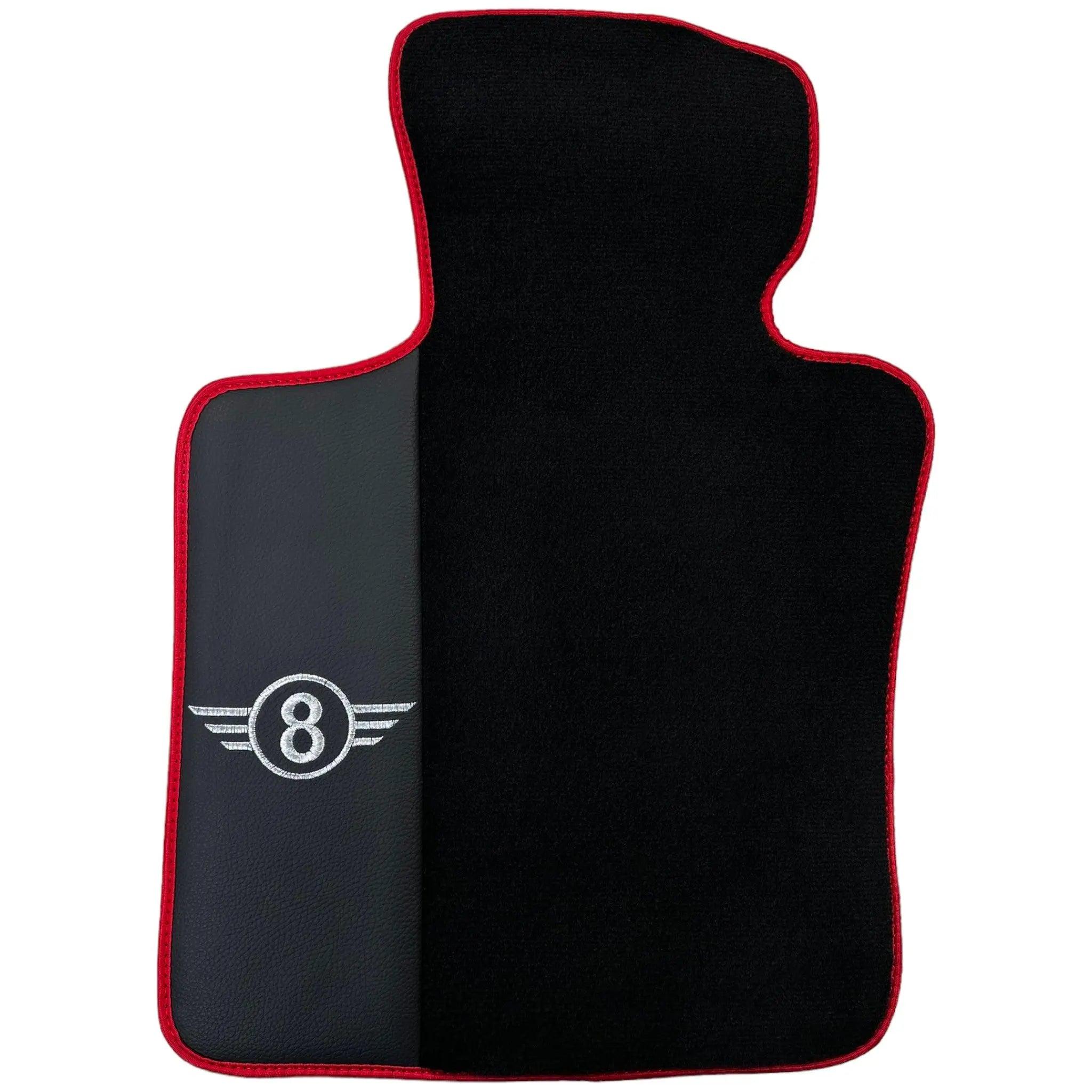 Black Floor Mats for Mini Countryman F60 Hybrid (2020-2023) With Leather | Red Trim - AutoWin