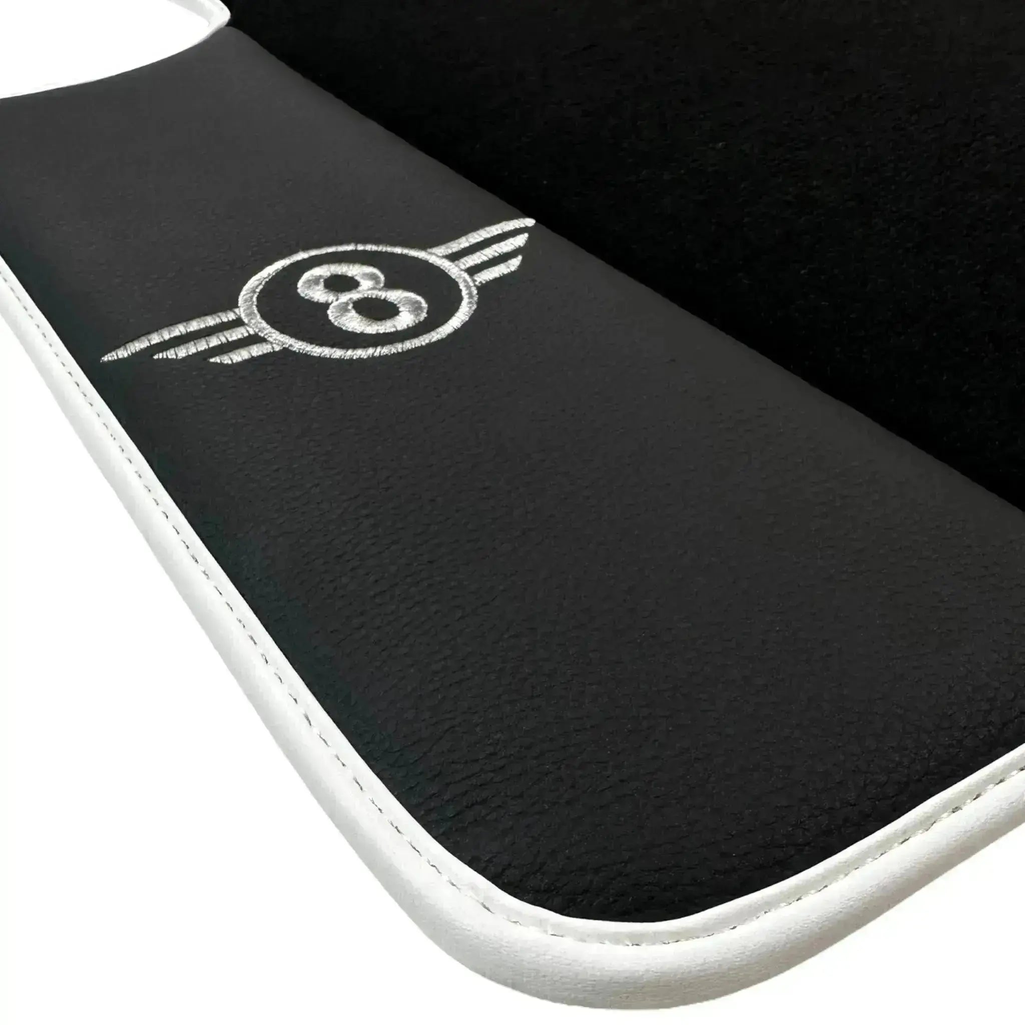 Black Floor Mats for Mini Countryman F60 Hybrid (2020-2023) with Leather | White Trim