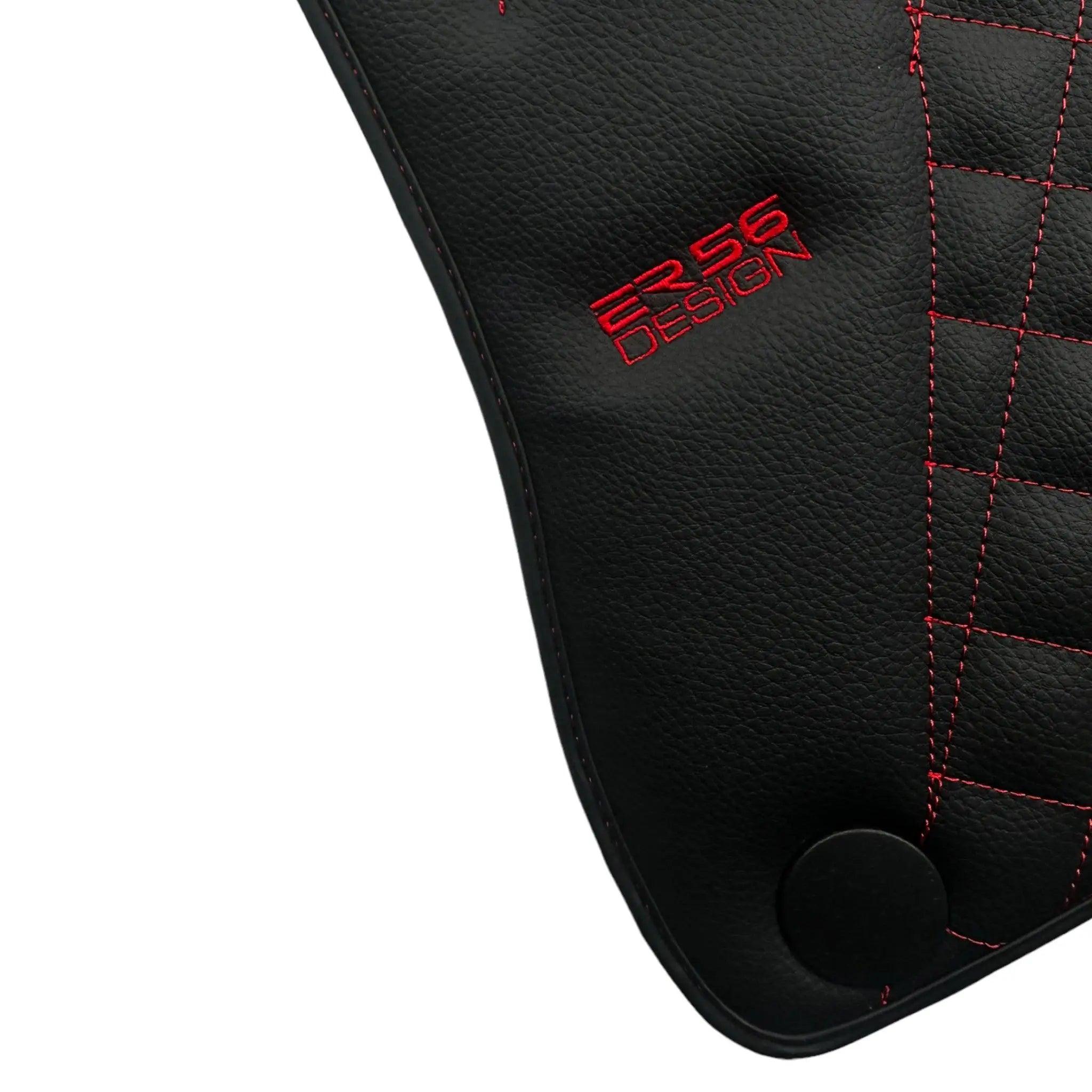 Black Leather Floor Mats For Mercedes Benz C-Class C205 Coupe Facelift (2018-2023) | ER56 Design - AutoWin