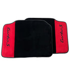 Black Floor Mats for Porsche 981 Cayman (2012–2016) with Red Alcantara Leather - AutoWin