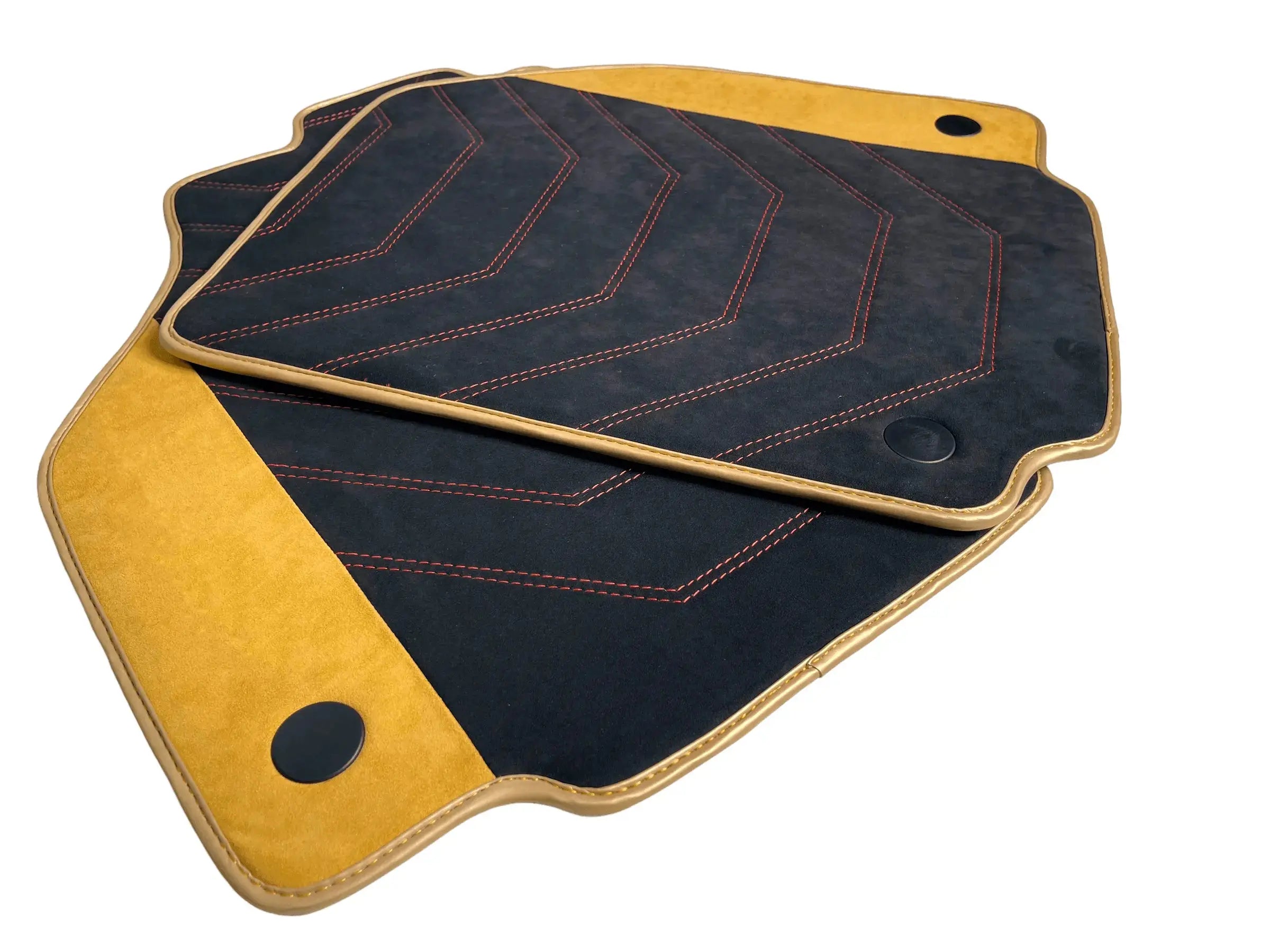 Customizable Black Floor Mats for Ferrari 458 Speciale (2012-2015) with Tan Alcantara Leather