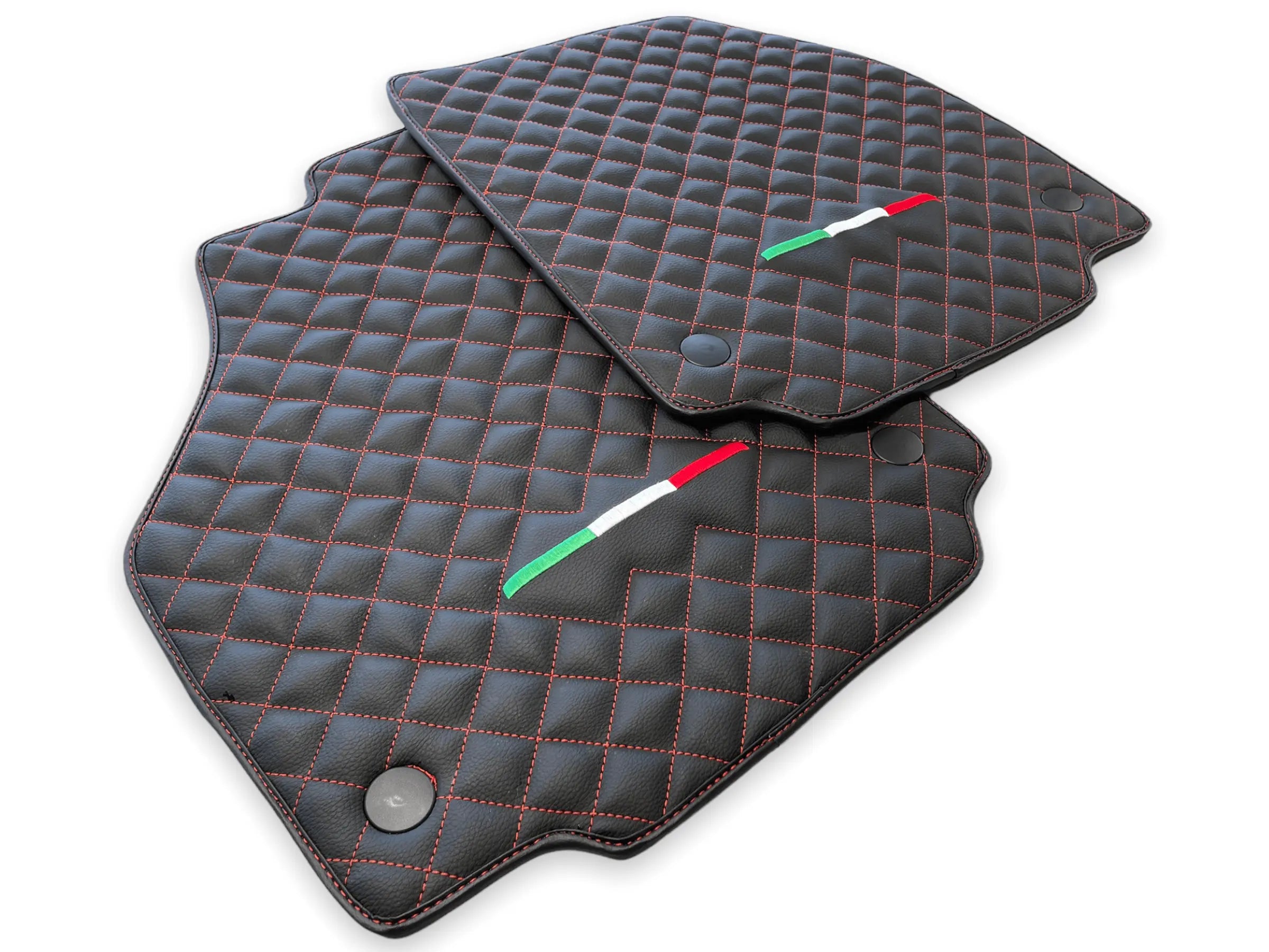 Leather Floor Mats For Ferrari 458 Spider 2012-2015 Black - AutoWin