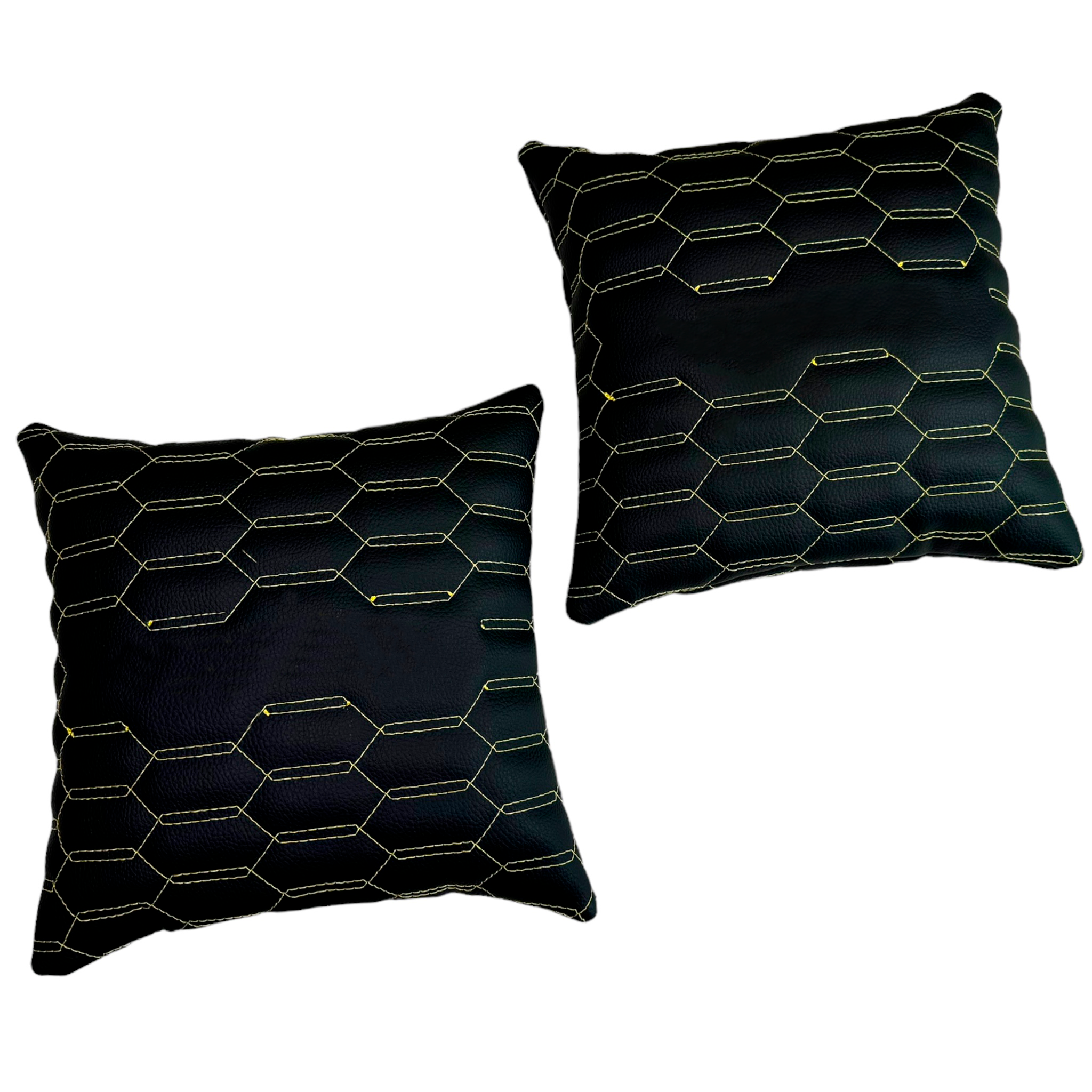 Black Leather Pillows Set of 2 | Yellow Sewing