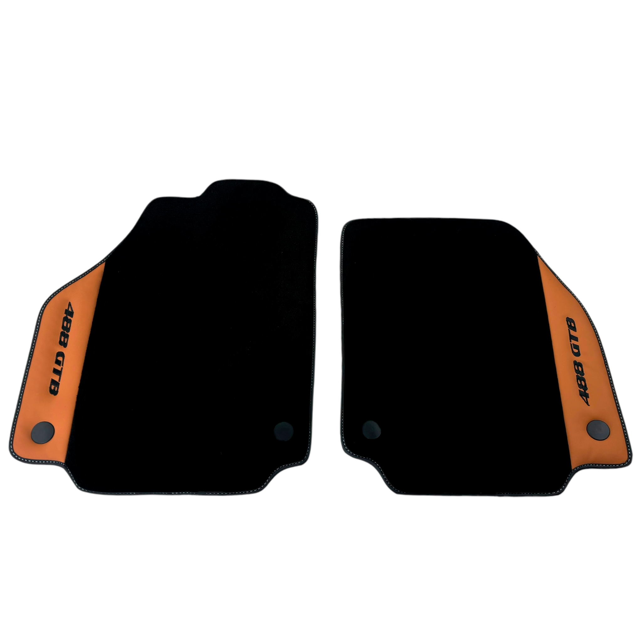 Black Floor Mats for Ferrari 488 GTB (2015-2022) with Cuoio Nappa Leather