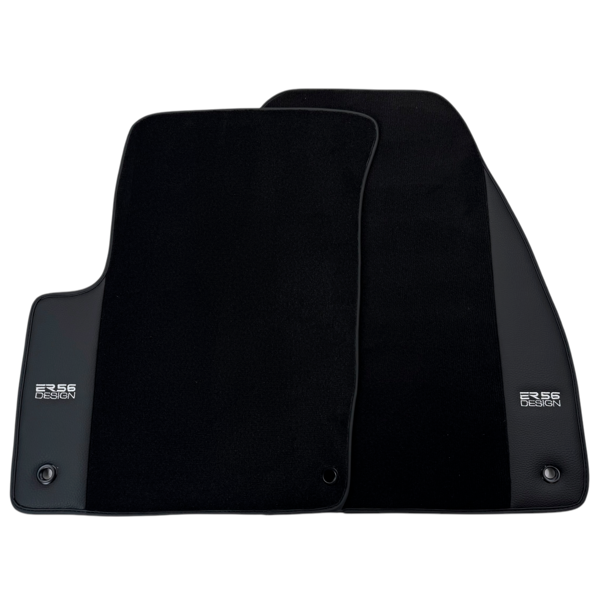 ER56 Design Black Floor Mats for Chevrolet Captiva C140 5-Seater (2011-2015) with Leather - AutoWin