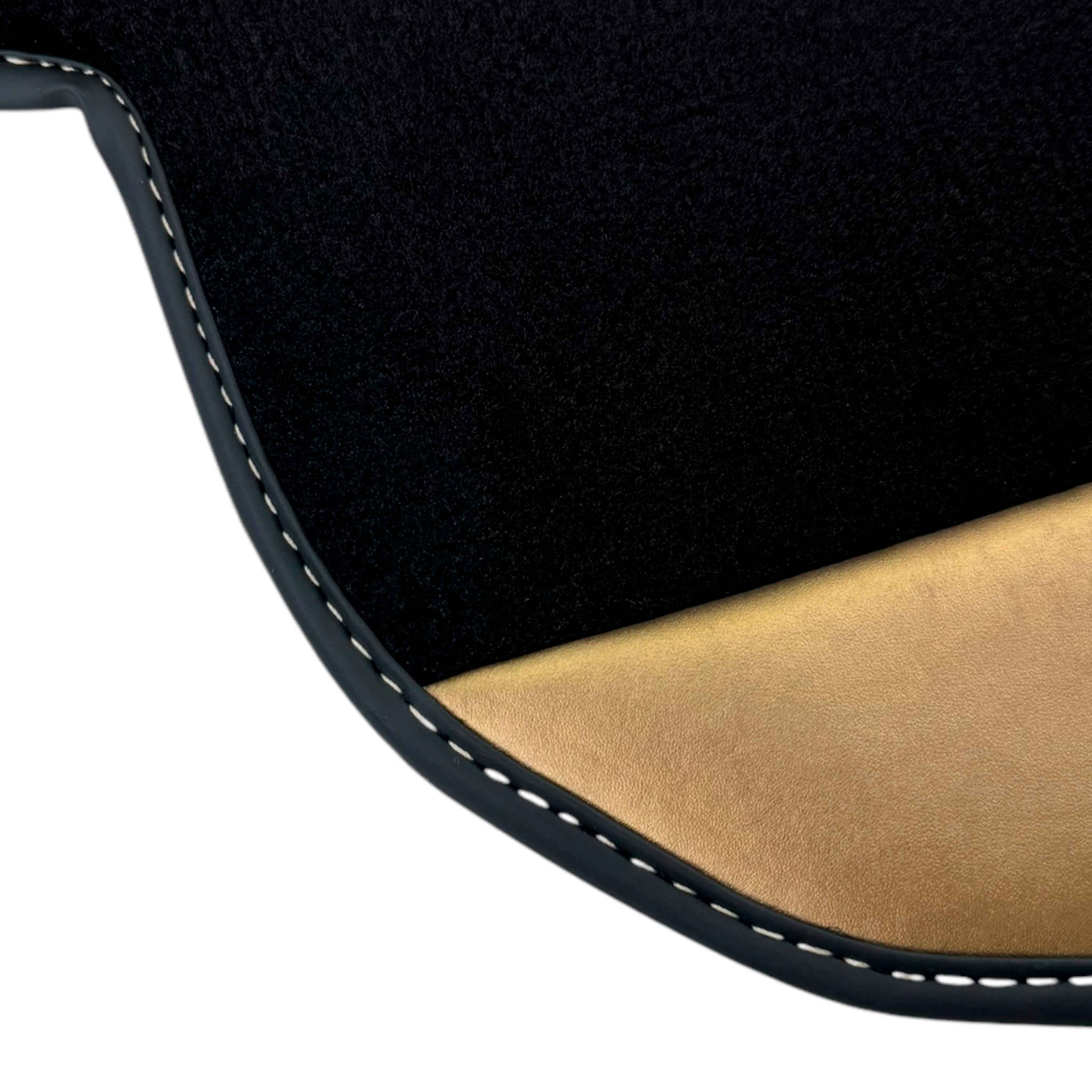 Italian Edition Black Floor Mats for Lamborghini Aventador (2012-2022) with Gold Leather Border