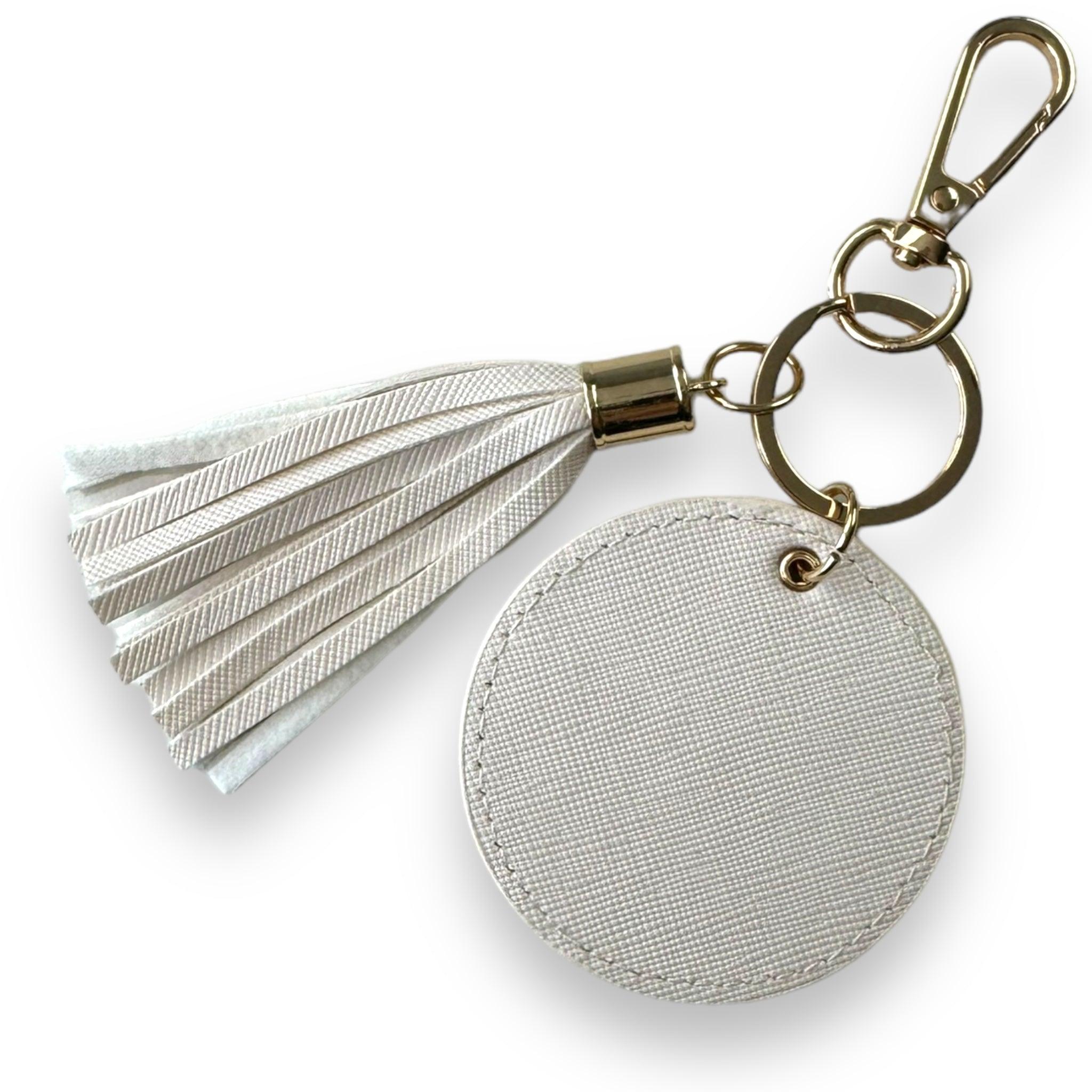 White Leather Car Keychain ER56 Design - AutoWin