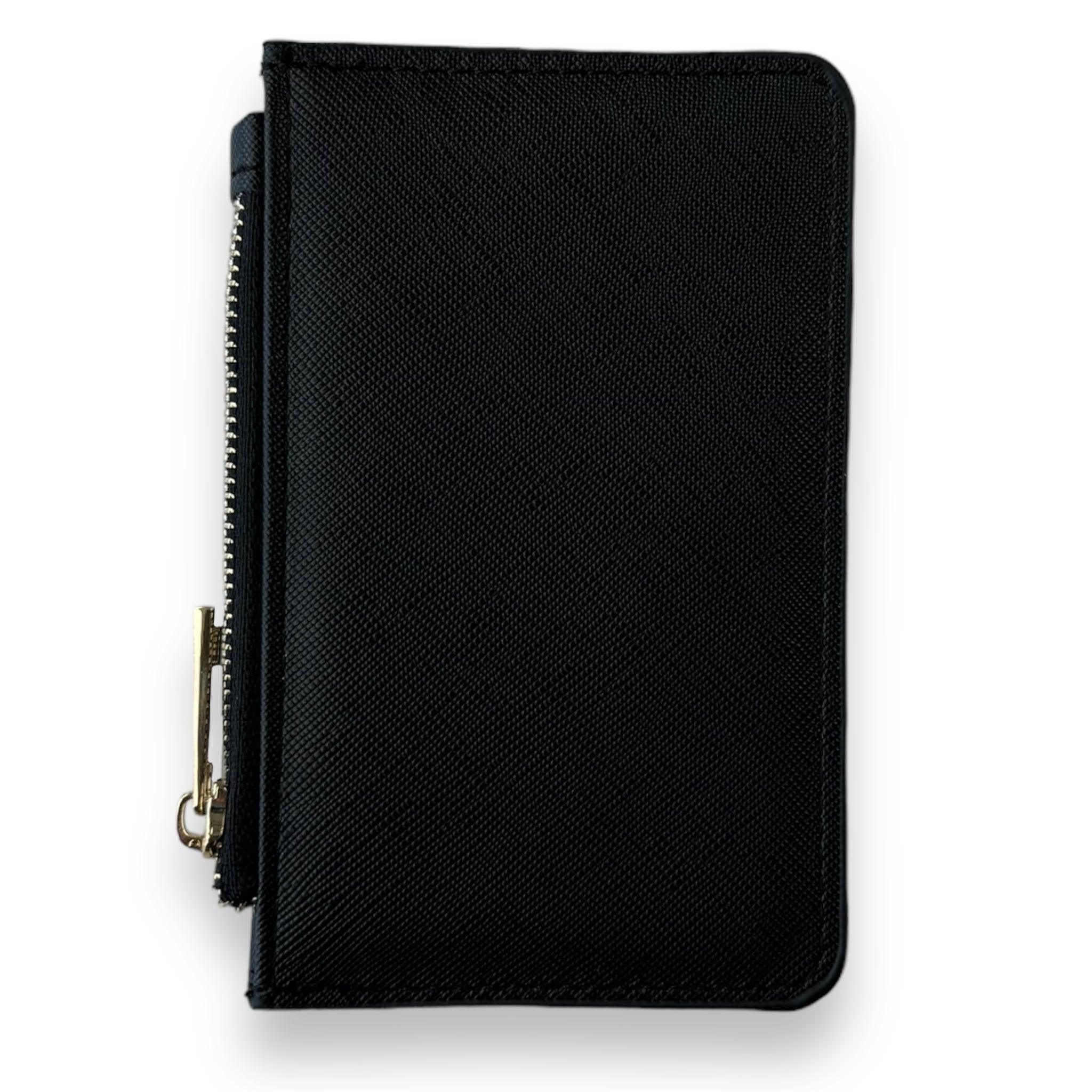 Black Leather ER56 Design Cardholder with Golden Logo - AutoWin