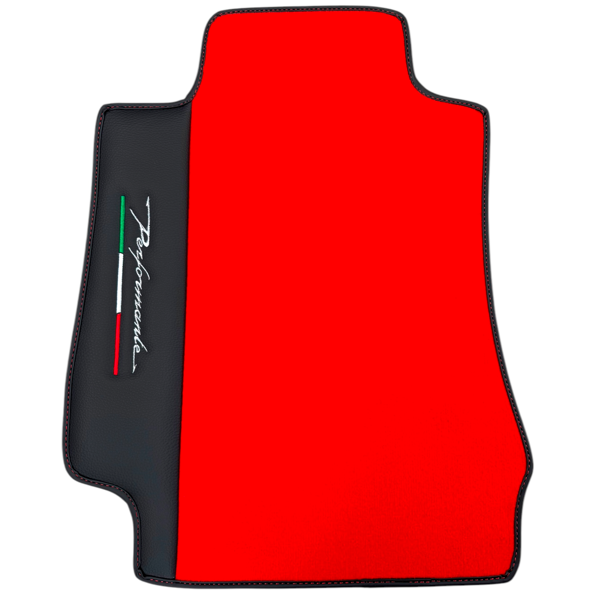 Red Floor Mats for Alfa Romeo Giulia Performante (1962-1978) with Leather