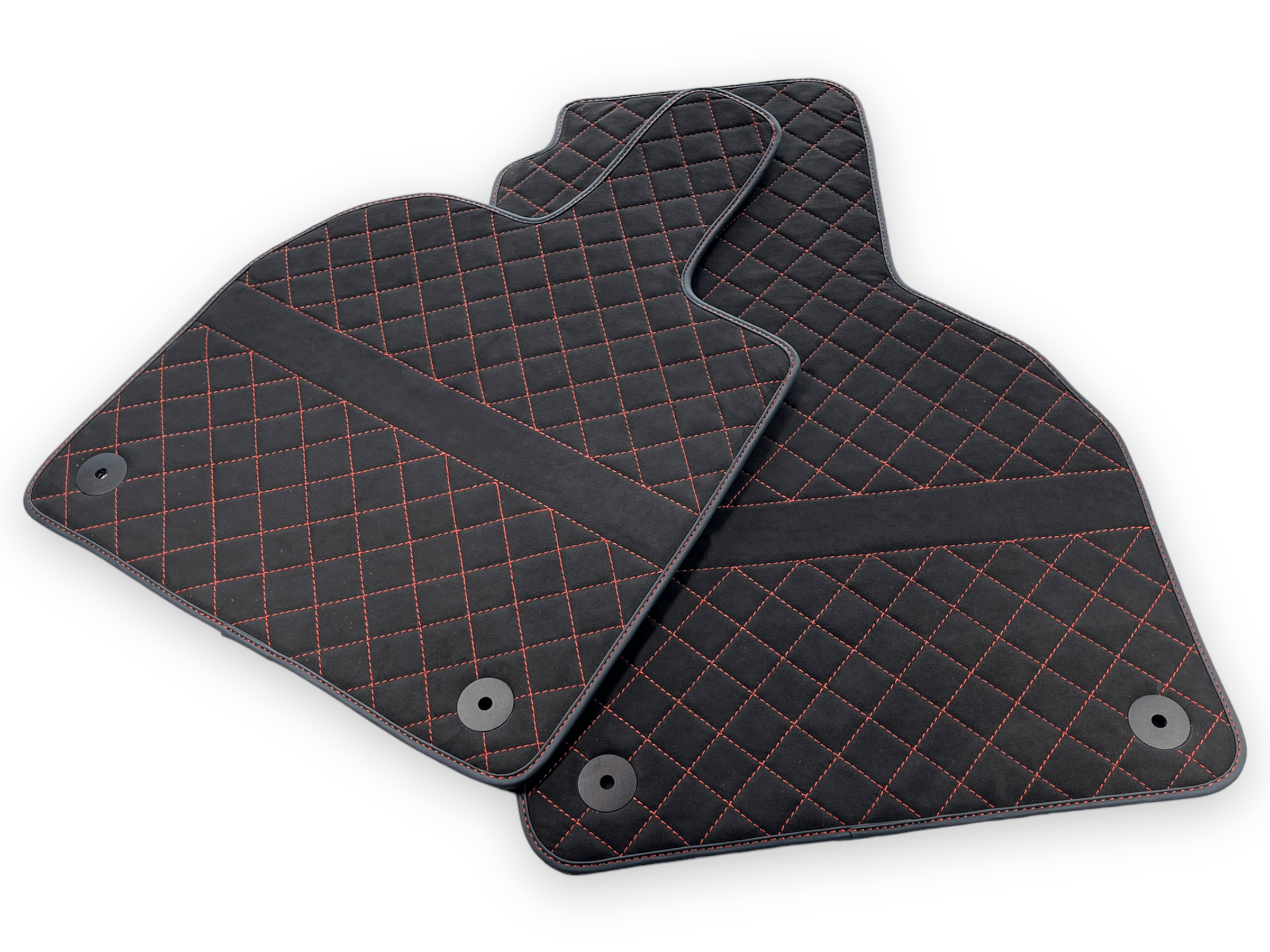 Customizable Alcantara Leather Floor Mats For Lamborghini Aventador | Red Stitching