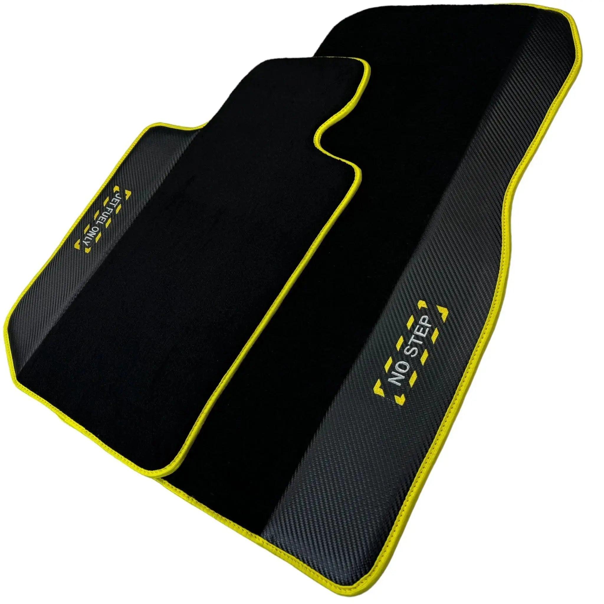 Black Floor Mats For BMW 3 Series E90 | Fighter Jet Edition | Yellow Trim - AutoWin