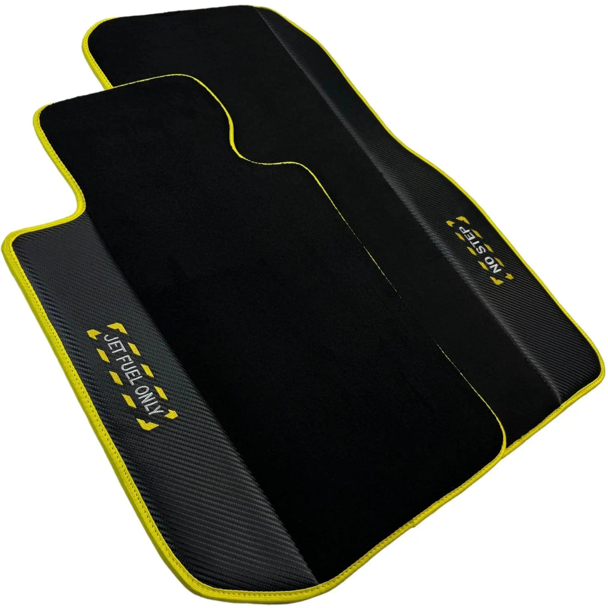 Black Floor Mats For BMW 7 Series E65 | Fighter Jet Edition | Yellow Trim AutoWin Brand - AutoWin