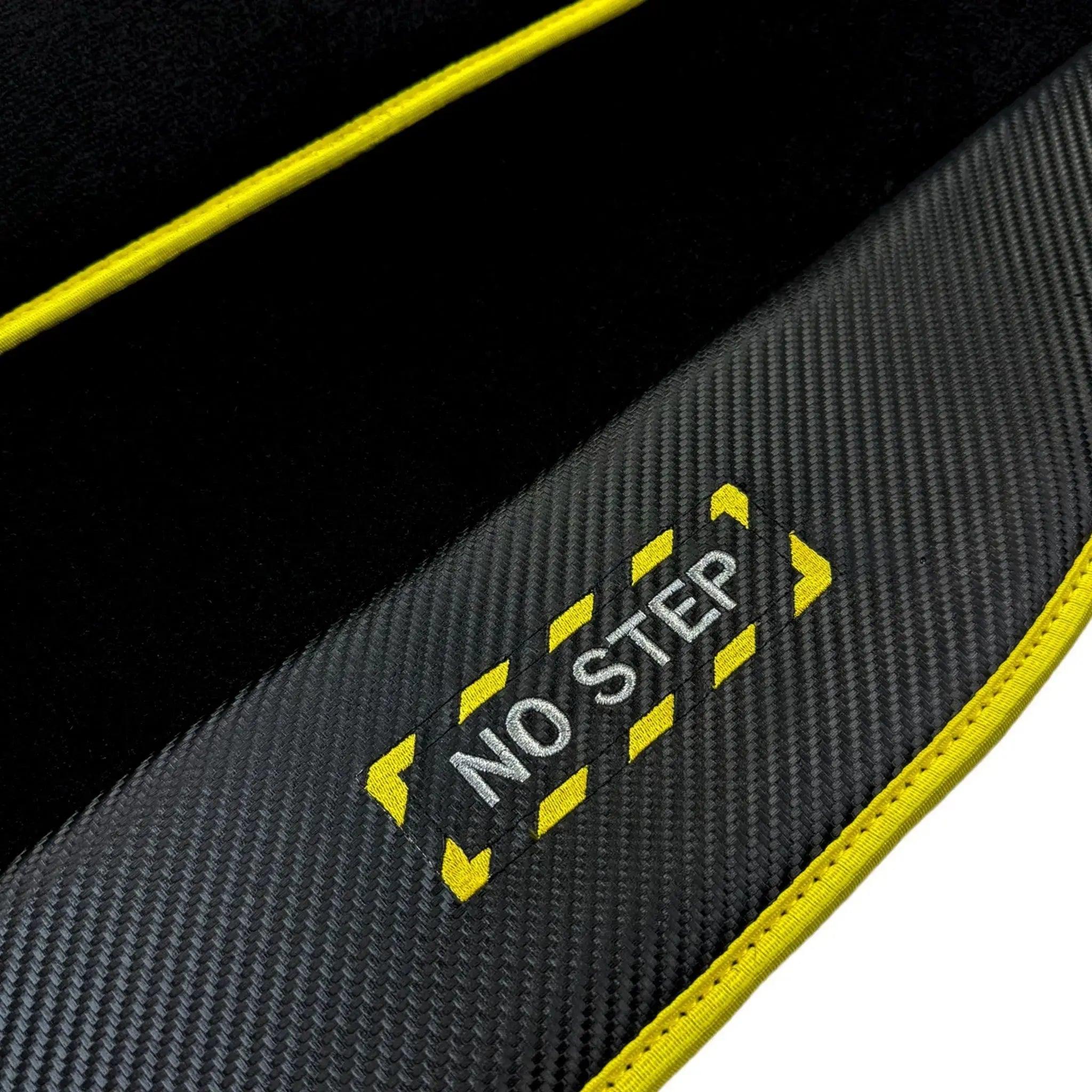 Black Floor Mats For BMW 7 Series G12 | Fighter Jet Edition | Yellow Trim AutoWin Brand - AutoWin