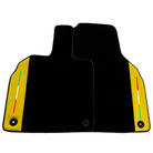 Customizable Black Floor Mats for Lamborghini Aventador S with Yellow Alcantara Leather