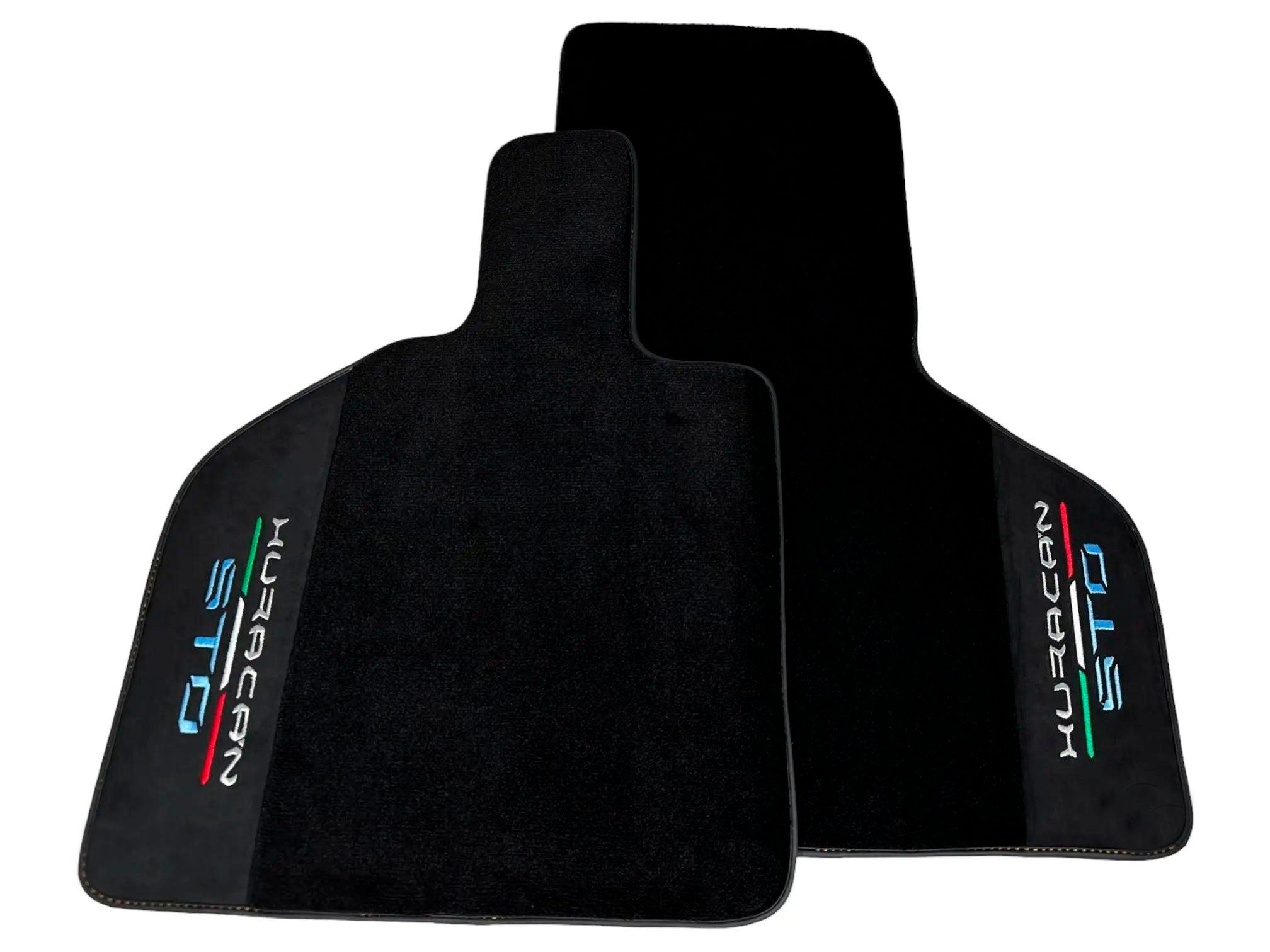 Black Floor Mats for Lamborghini Huracan STO With Black Alcantara Leather