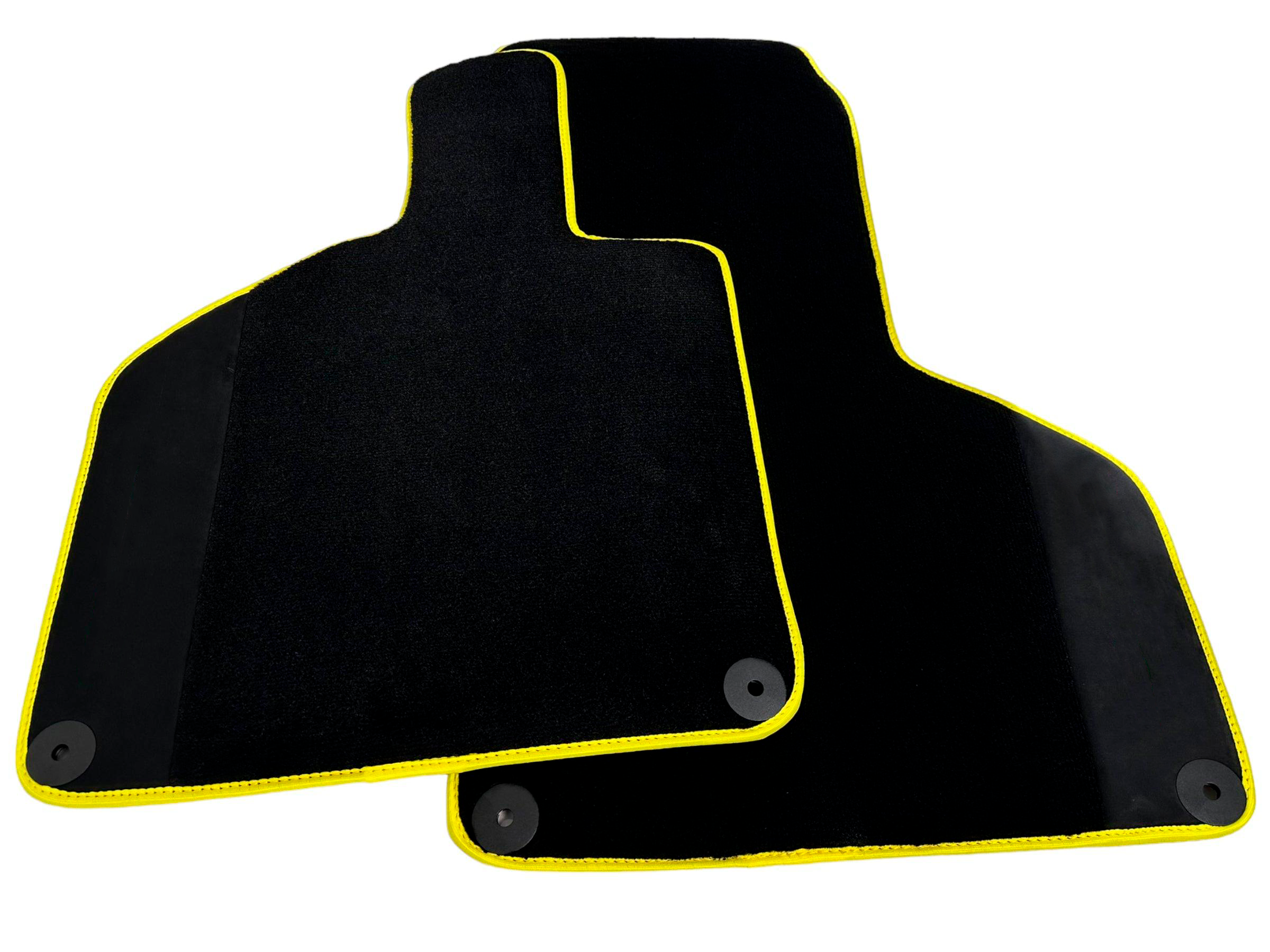 Black Floor Mats for Lamborghini Huracan with Alcantara Leather | Yellow Trim (Copy)