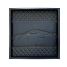 Black Leather Ferrari 488 Inspired Wall Art: Embroidered Yellow Stitch Luxury Decor - AutoWin