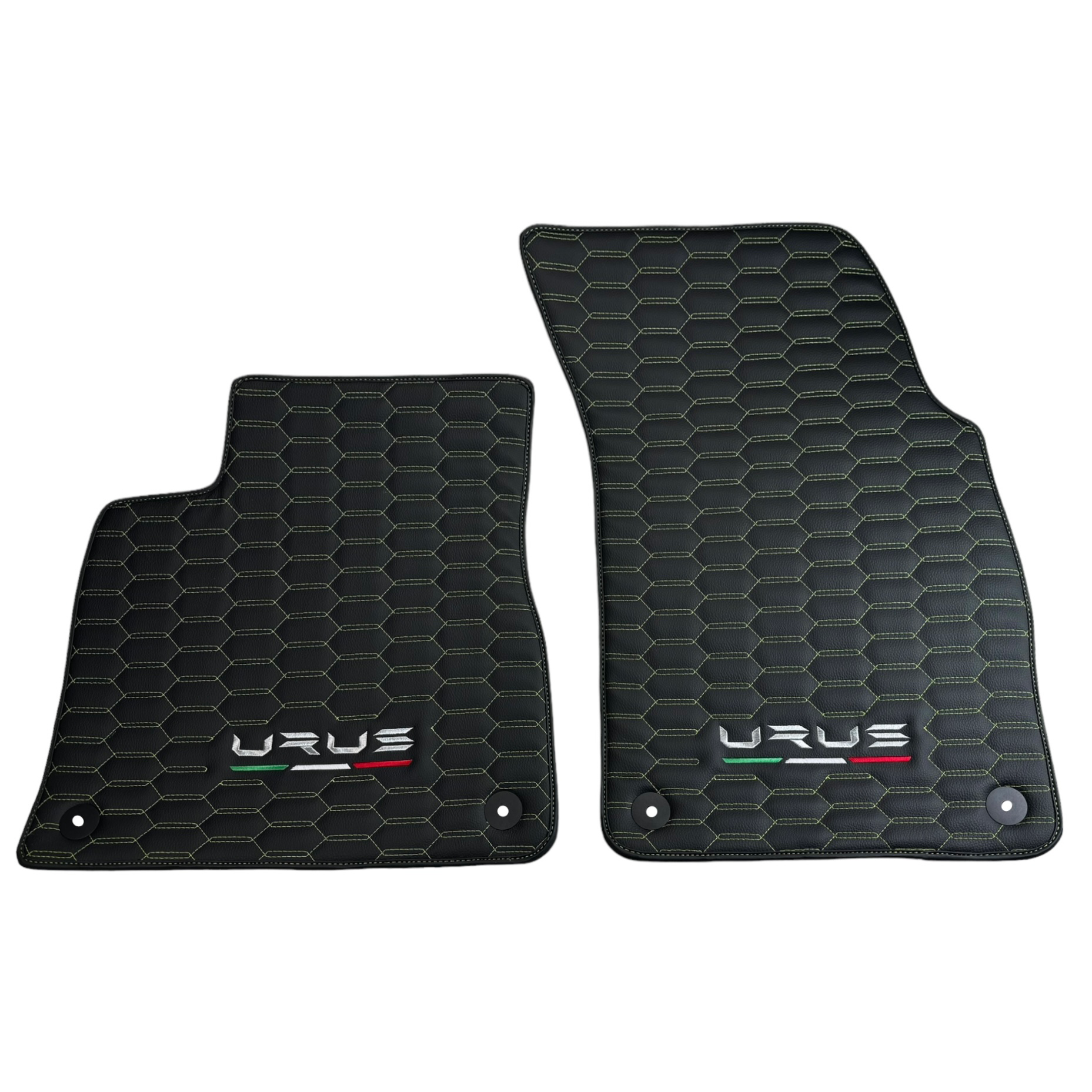 Customizable Leather Floor Mats for Lamborghini Urus with Green Stitching - AutoWin