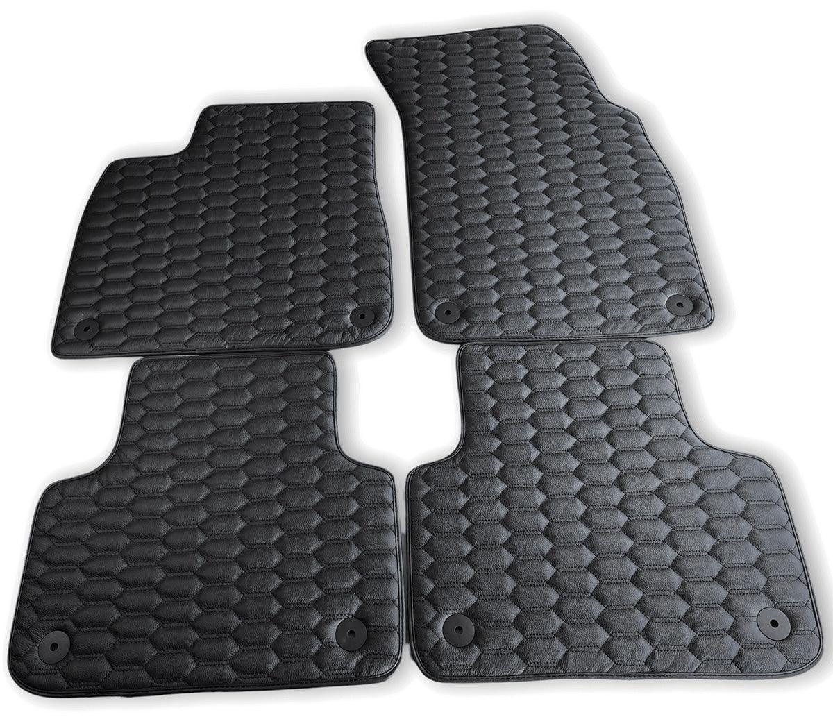 Custom Black Stitched Leather Floor Mats for Audi A5 - 8T3 Coupe (2007-2016) 