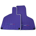 Purple Leather Floor Mats for Lamborghini Huracan with Italian Flag | White Trim