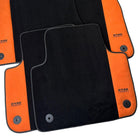 Black Floor Mats for Audi A1 3-door Hatchback 2010-2018 Orange Alcantara | ER56 Design