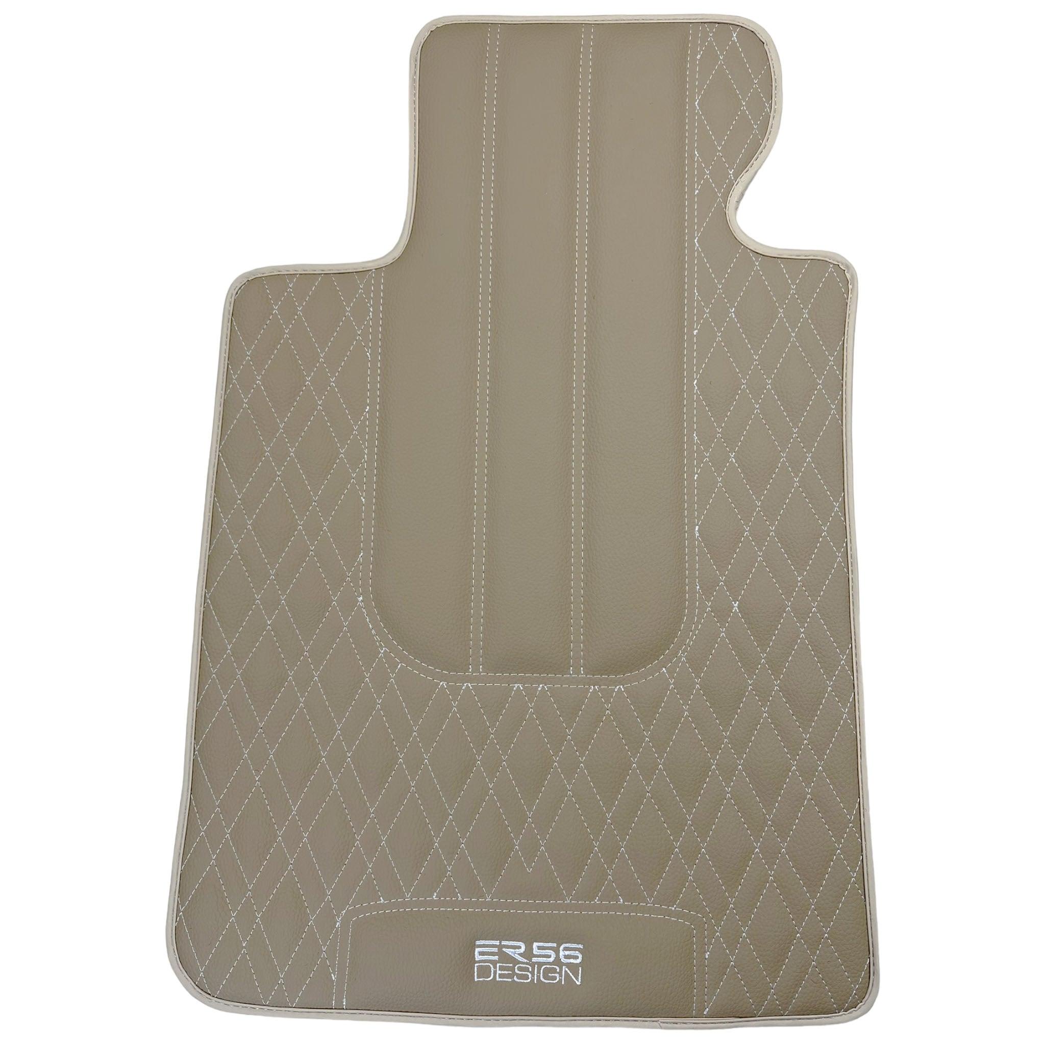 Beige Leather Floor Mats For BMW 5 Series E34 Sedan