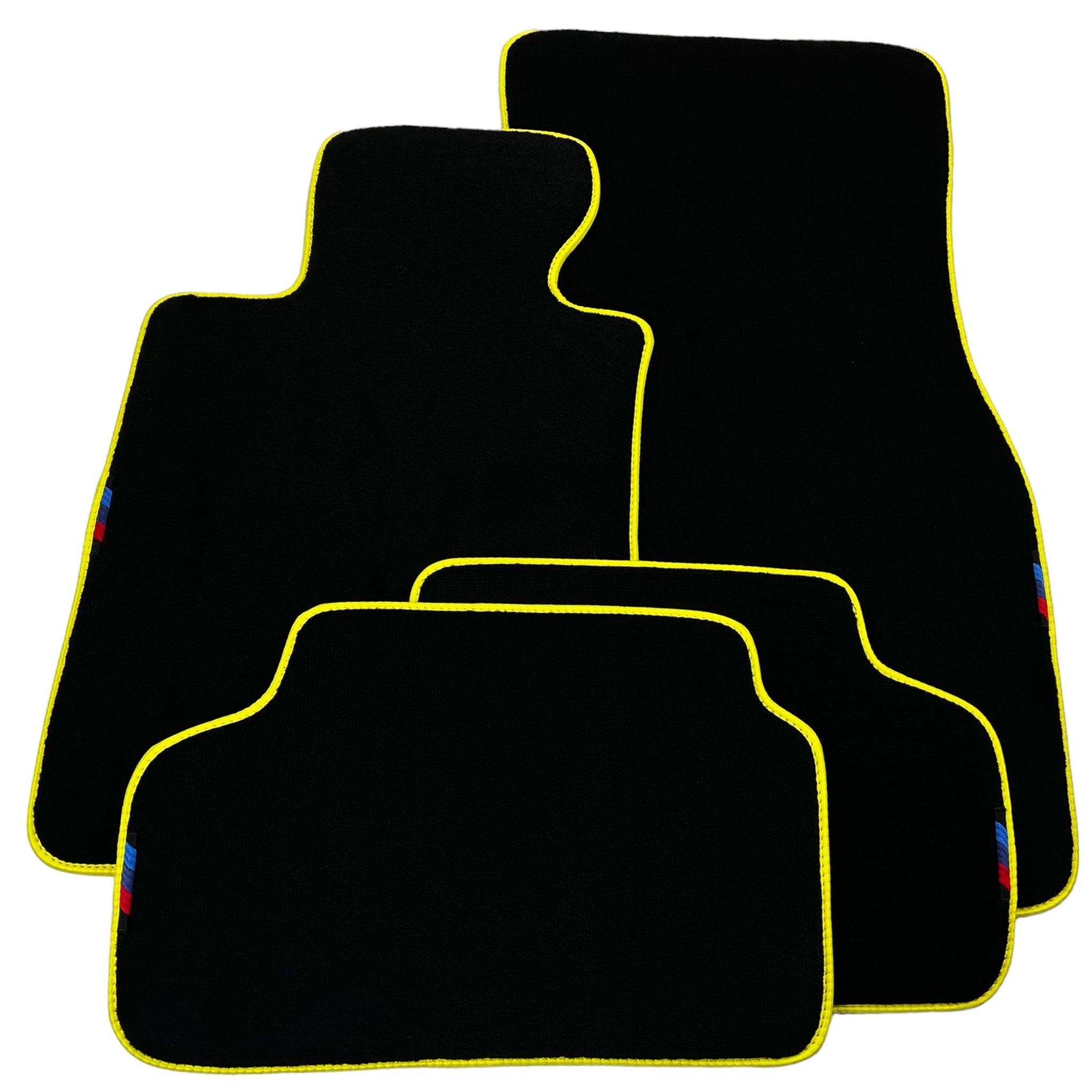 Black Floor Floor Mats For BMW 1 Series E87 | Fighter Jet Edition | Yellow Trim