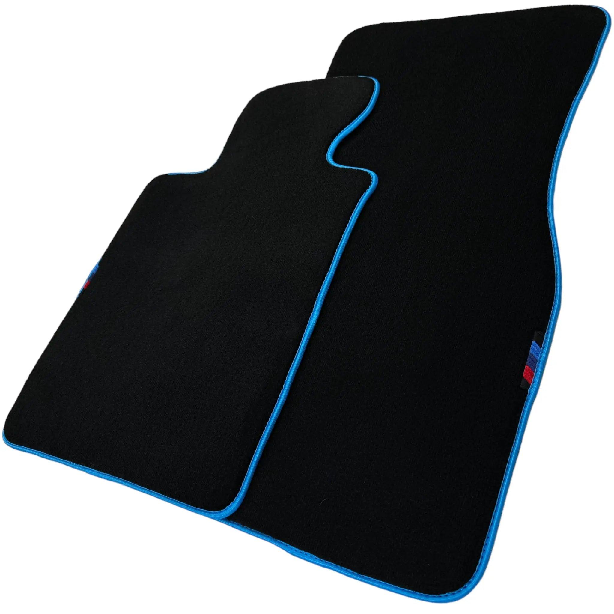 Black Floor Floor Mats For BMW 1 Series F40 | Fighter Jet Edition Autowin Brand |Sky Blue Trim