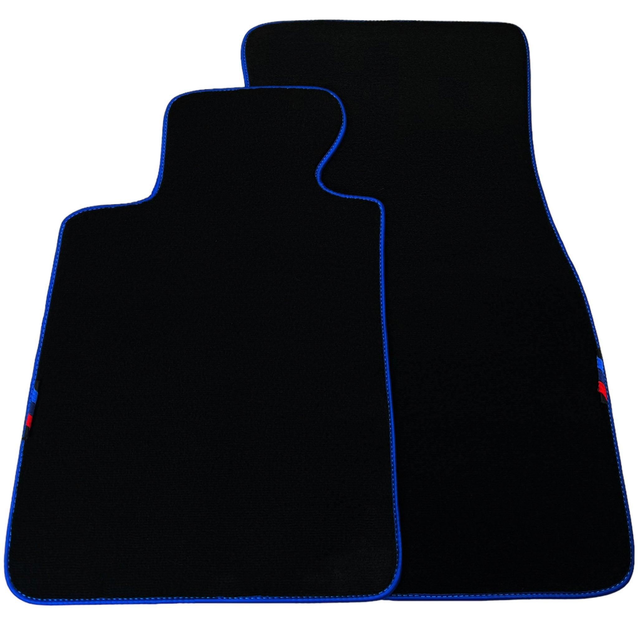 Black Floor Floor Mats For BMW 5 Series E39 | Blue Trim