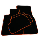 Black Floor Mats For BMW 5 Series E34 Sedan | Orange Trim