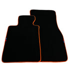 Black Floor Mats For BMW 7 Series E32 | Orange Trim