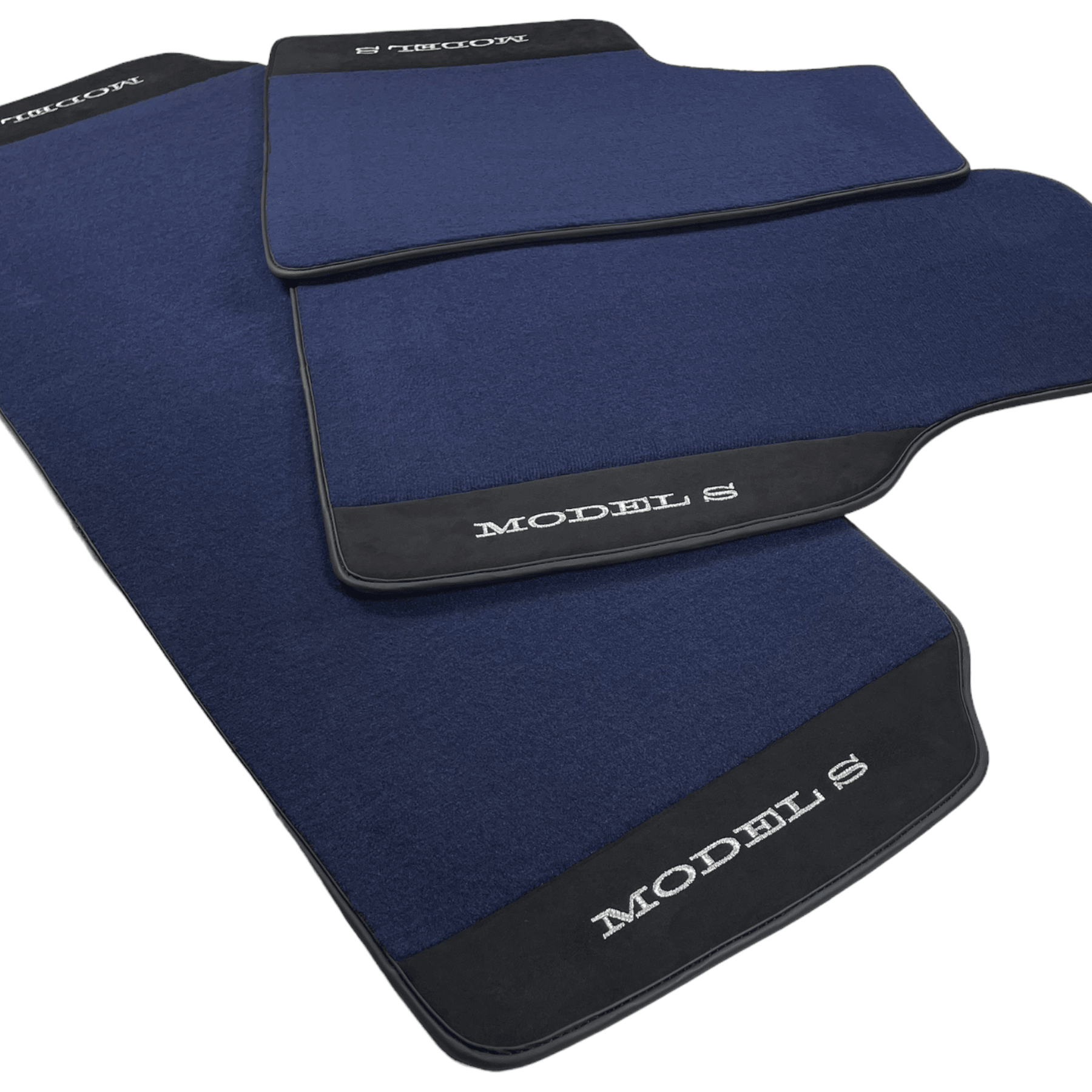 Dark Blue Floor Mats For Tesla Model S With Alcantara Leather - AutoWin