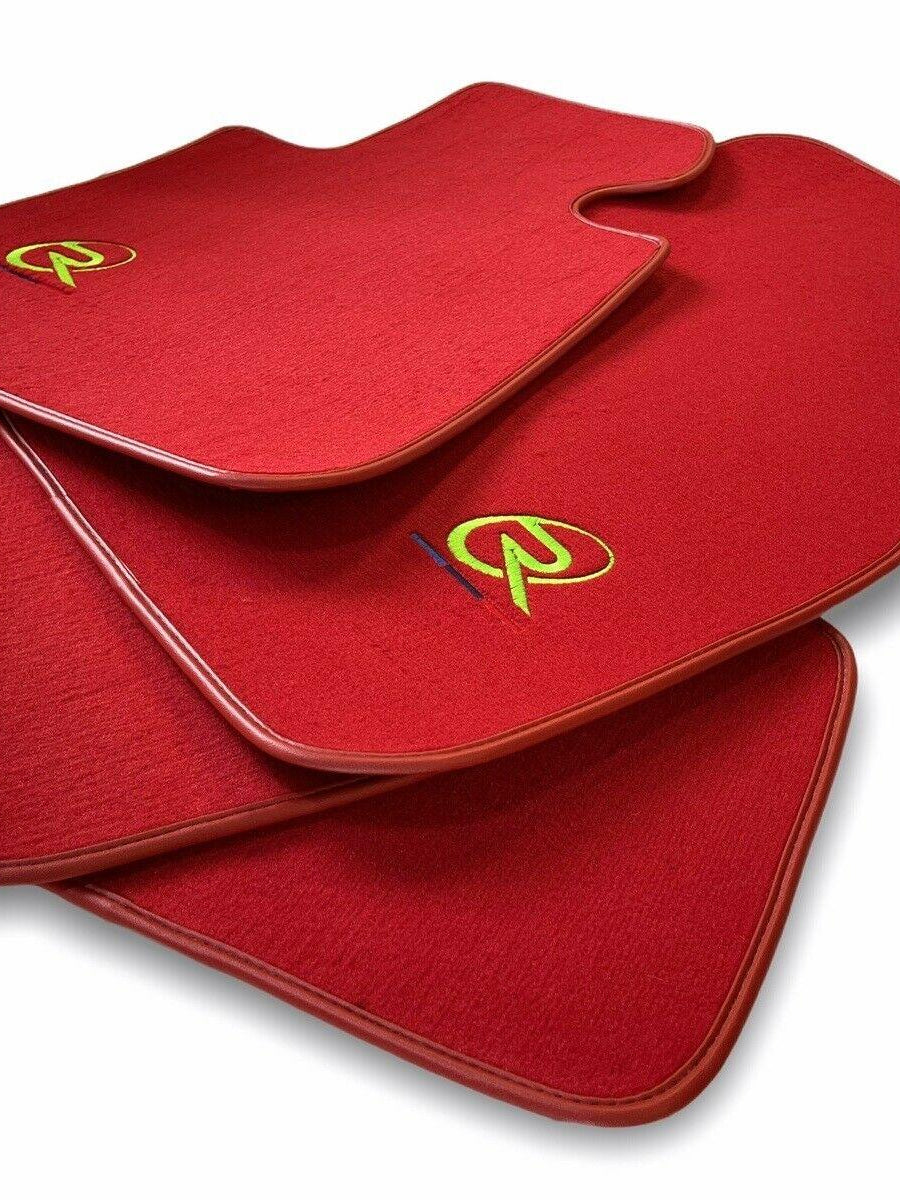 Red Floor Mats For BMW 7 Series F02 ROVBUT Brand Tailored Set Perfect Fit Green SNIP Collection - AutoWin