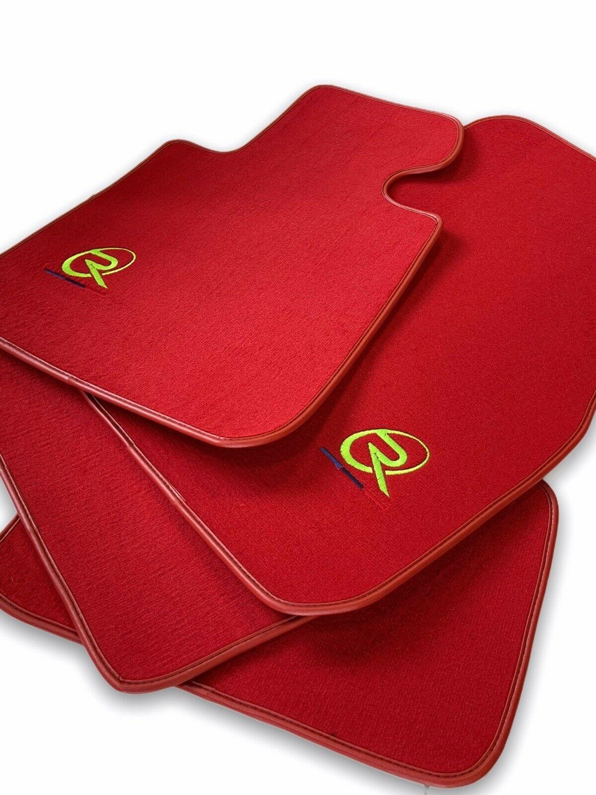 Red Floor Mats For BMW M5 E39 ROVBUT Brand Tailored Set Perfect Fit Green SNIP Collection - AutoWin